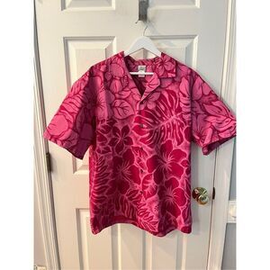 Smart Design Hawaii Pink Plumeria Hawaiian Shirt sz L NWOT